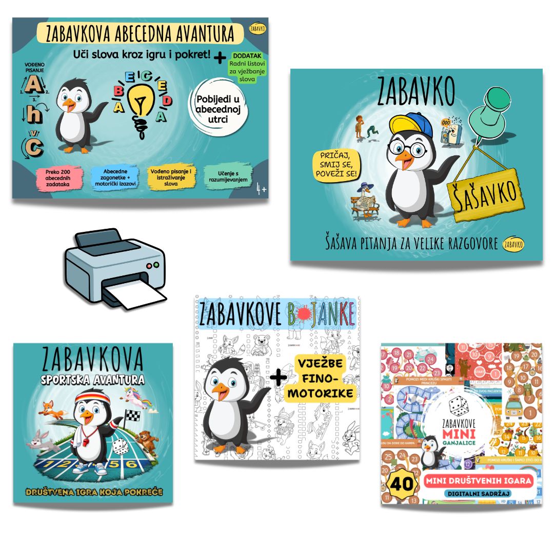 ZABAVKO DIGITALNI KOMPLET - Zabavko Šašavko + Zabavkove ganjalice + Zabavkove bojanke + Zabavkova abecedna avantura